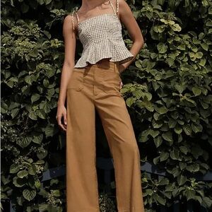 Anthropologie The Colette Wide Leg Crop Pants Trousers - LINEN